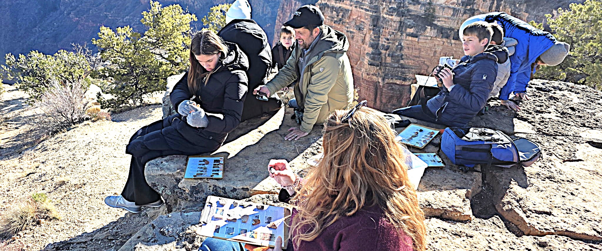 Guests learning the rocks of Grand Canyon.